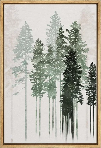 Vista 16 de SIGNWIN Lienzo enmarcado para pared, decoración de guardería de bosques, pájaros voladores, acuarela, montaña, bosque, naturaleza, arte moderno
