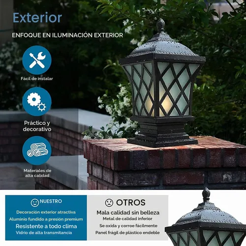 Vista 7 de Luces de columna para exteriores, lámpara de columna moderna de 18.9 ″ IP54 Luz de poste de vidrio impermeable para exteriores E26 Aluminio