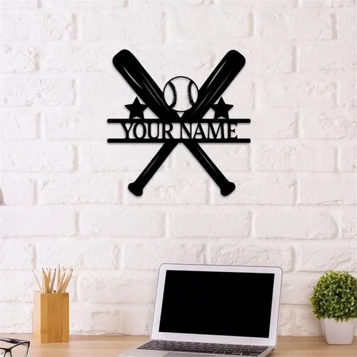 Vista 5 de Luz nocturna de béisbol con nombre personalizado para niños y hombres, arte de pared de béisbol personalizado, letrero de jugador de béisbol