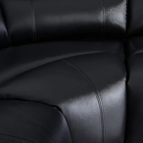 Vista 8 de Sofá seccional reclinable manual en forma de L para sala de estar Sofá modular modular de 109 pulgadas Sofá reclinable de piel sintética negra