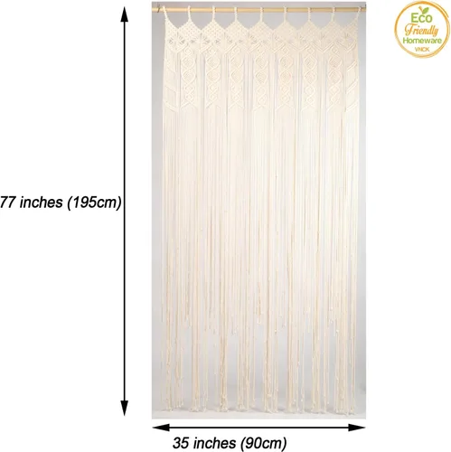 Vista 2 de Cortinas de Macramé para Puertas, Colgante de Pared de Macramé, Cortina de Puerta con Cuentas, Telón de Fondo Boho, Cuentas Colgantes para Puertas