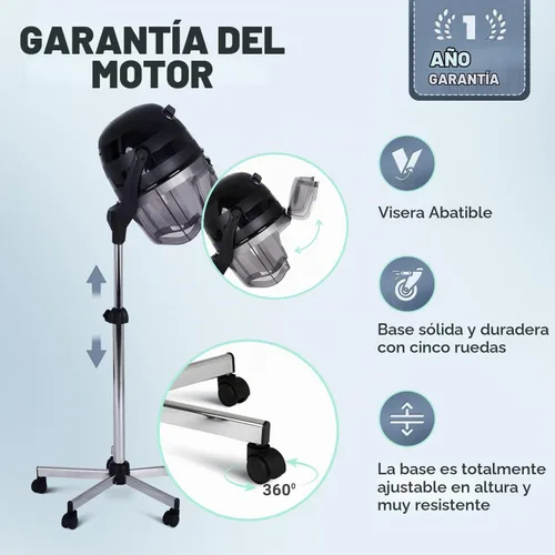 Vista 5 de Pibbs 514 Kwik Dri Secador de salón con ruedas, 1100 W.