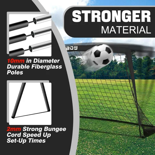 Vista 3 de Portería de fútbol infantil de 6 x 4 pies con bolsa de transporte, red de fútbol plegable portátil para entrenamiento de práctica en el patio