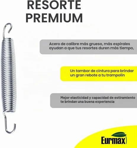 Vista 4 de Eurmax USA Muelles de Trampolín de Acero Inoxidable Resistente de Repuesto con Gancho en T, Paquete de 20 piezas