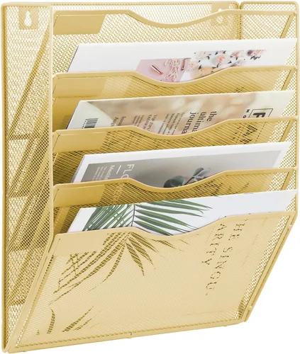 Vista 53 de EASEPRES Organizador de archivos de malla de 3 bolsillos para colgar en la pared, carpeta de papel para correo montada en la pared, organizador