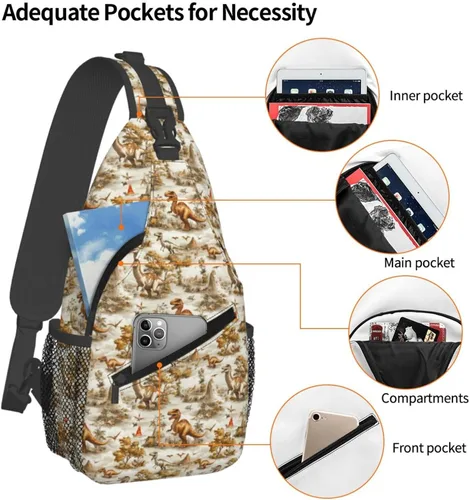 Vista 4 de Small Crossbody Bags for Women Men - Vintage Dinosaur Print Adjustable Shoulder Bag Fanny Packs Belt Sling Bag Crossbody Purses Backpack for Travel