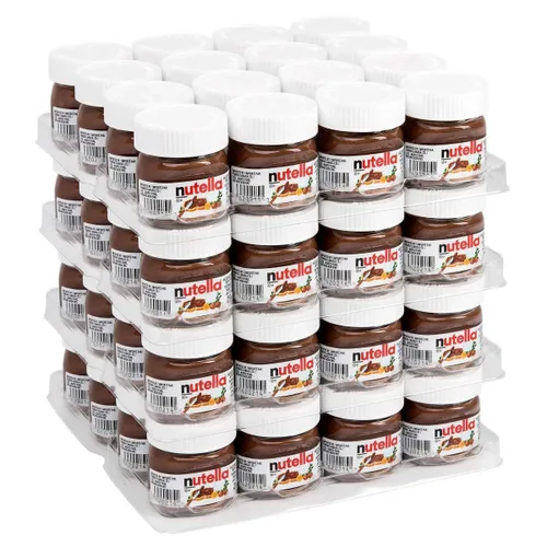Vista 4 de Nutella de avellanas con vaso de vidrio aroma de cacao, 0.88 onzas, 64 por caja