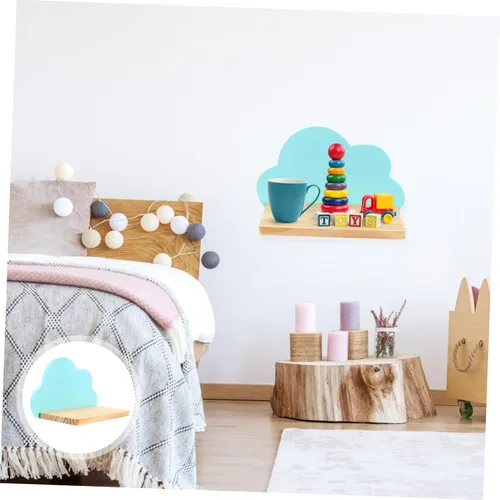 Vista 4 de DECHOUS Soporte de pared de madera en forma de nube de diseño simple para organización de habitación