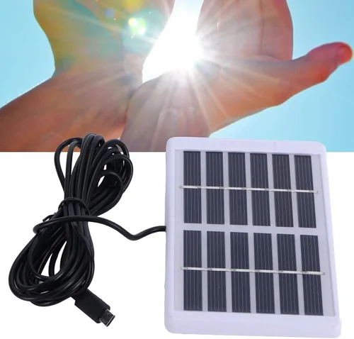 Vista 2 de TOPINCN Mini panel solar de 1.2W 6V, cargador solar USB con puerto micro USB, silicio policristalino, alta eficiencia, negro