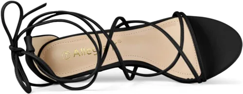 Vista 5 de Allegra K Sandalias con cordones y tacón de gatito para mujer