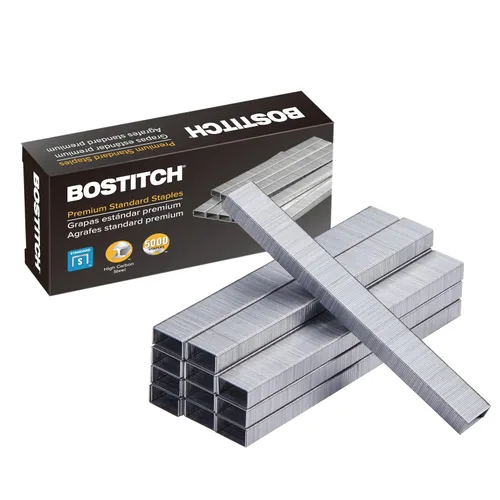 Vista 6 de Grapas de oficina premium de Bostitch para grapado sin atascos, 1/4 de pulgada, tira completa, 5,000 grapas/caja