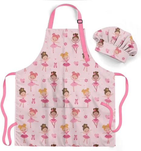 Vista 24 de SANDJEST Juego de delantal para niños con gorro de chef, regalos de delantal de cocina Alfabeto