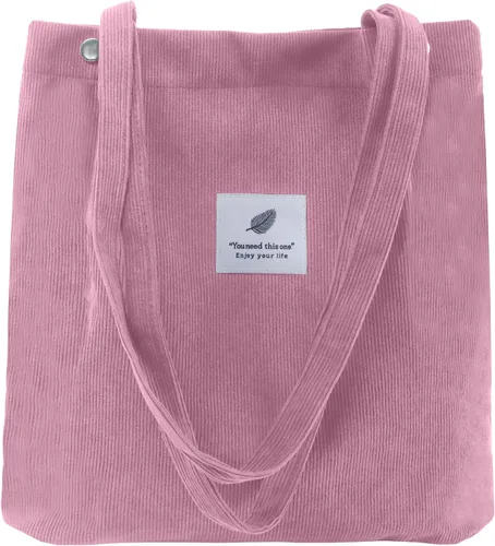 Vista 11 de Bolsa Tote de Pana para Mujeres Pequeña Bolsa de Lona para Hombro Bolsa de Mano de Pana con Bolsillo Interior 02 Verde Ejército