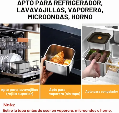Vista 5 de YUPER Recipientes de alimentos de acero inoxidable, recipientes de preparación de comidas, recipiente para sándwich de queso y tocino