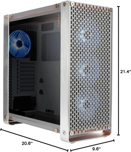 Vista 9 de InWin Dubili - Chasis para juegos de torre completa (serie iBuildiShare) con ventilador ARGB preinstalado x 4 (gris titanio)
