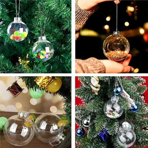 Vista 5 de 12 bolas rellenables de plástico transparente para bricolaje, bolas de Navidad de 2.36 pulgadas