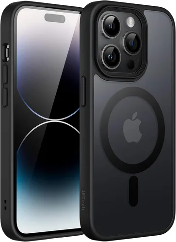 Vista 12 de JETech Funda magnética mate para iPhone 14, color negro Compatible con MagSafe, parte trasera mate translúcida, protección delgada a prueba