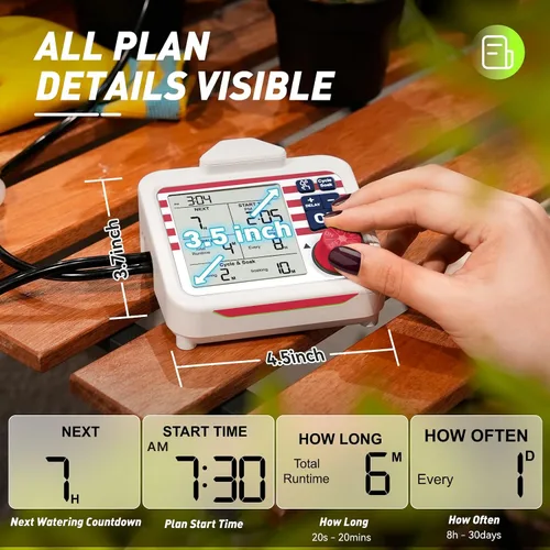 Vista 2 de RAINPOINT Regadera automática para plantas de interior de gran pantalla para maceta, ciclo y modo de remojo, sistema de riego por goteo automático