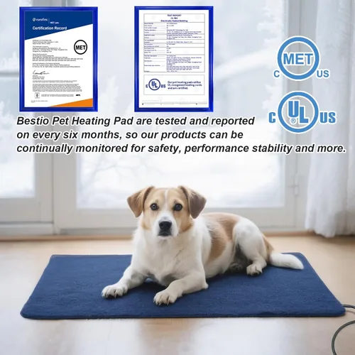 Vista 3 de Bestio Almohadilla térmica para gatos, cama térmica para perros de 22 × 18 pulgadas, adecuada para mascotas medianas y pequeñas, termostato