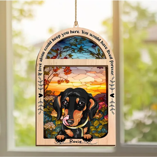 Vista 126 de LOVELYPOD Adorno de Navidad personalizado de sabueso afgano, atrapasoles con nombre, regalos de pérdida de mascotas, regalos para amantes