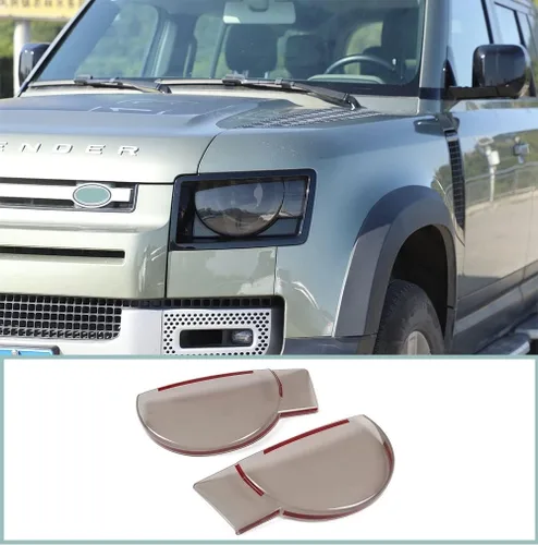 Vista 2 de Cubierta de faros delanteros de automóvil ABS ahumada tintada compatible con accesorios Land Rover Defender 2020 2021 2022, cubierta de lámpara