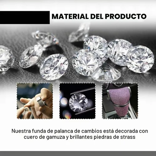 Vista 4 de KEVWR - Funda para palanca de cambios de coche con cristales brillantes, protector de palanca de cambios con brillo de strass, accesorios de Rosa