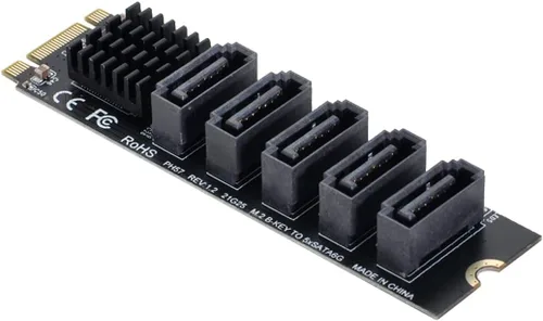 Vista 11 de NGFF clave A+E PCI Express a SATA 3.0 6Gbps adaptador de doble puerto convertidor tarjeta de extensión de disco duro JMB582 2230