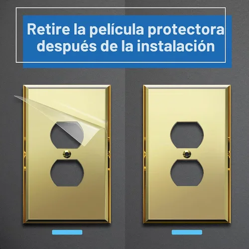 Vista 4 de LIDER Placa de pared dúplex para receptáculo, cubierta de salida con espejo, de gran tamaño, 1 cuadrilla Dorado