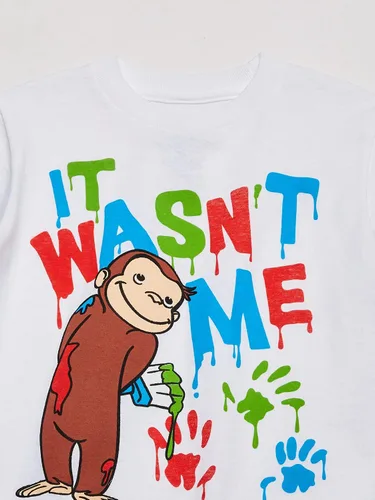 Vista 3 de Curious George Camiseta de manga corta para niño Blanco