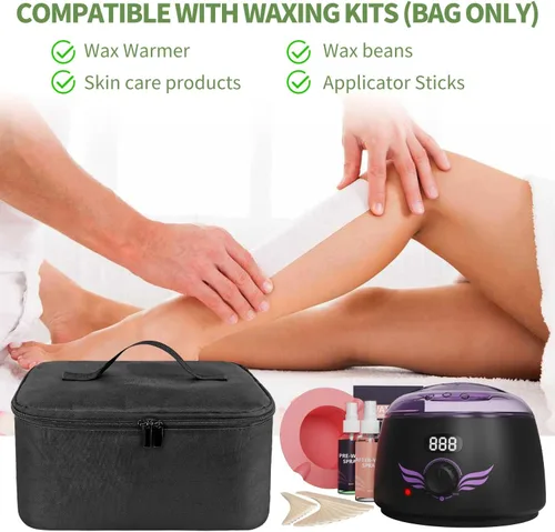 Vista 2 de Bolsa de viaje para herramientas para el cabello con almohadilla resistente al calor, funda de transporte de viaje de doble capa para alisador