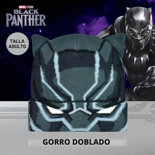 Vista 2 de Marvel Black Panther - Gorro de punto, negro, talla única