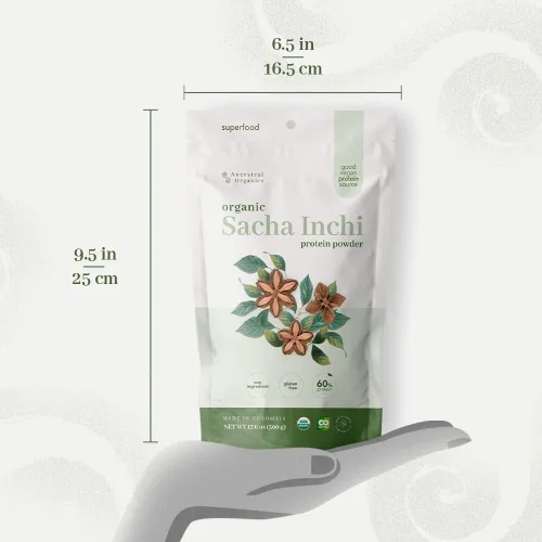 Vista 5 de ANCESTRAL Organics Proteína vegana en polvo, superalimento orgánico certificado por Sacha Inchi, 0.76 onzas de proteína a base de plantas, rico