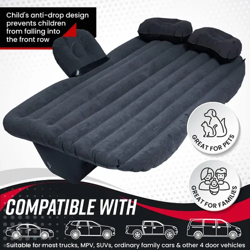 Vista 7 de VaygWay Colchón inflable de aire para automóvil – Cama de aire con kit de bomba – Asiento trasero – Cojín de cama inflable para vacaciones