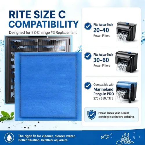 Vista 2 de Gekufa Cartuchos de filtro de acuario para Aqua-Tech 30-60/20-40 galones de repuesto de filtro de alimentación para pecera, 12 cartuchos de filtro