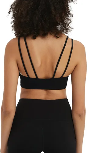Vista 5 de Attifall Sujetador deportivo corto con copa BC, de bajo impacto, con correa de espagueti, para yoga, gimnasio, entrenamiento