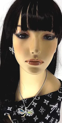 Vista 5 de dianal Boutique Stunning Dragonfly Colgante Collar y Aretes Set con 24" Cadena Moda Joyería