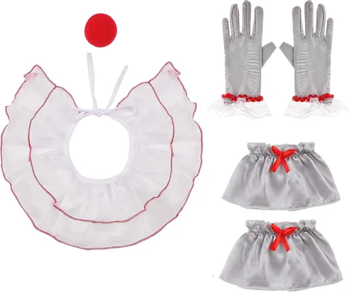 Vista 3 de Bordazor Creepy Clown Costume for Girls Creepy Character Cosplay Outfit Dress Up for the Halloween