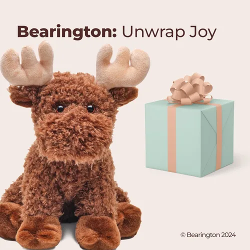Vista 5 de Bearington Morton The Moose - Animal de peluche de alce de bebé de 10.5 pulgadas con piel suave y esponjosa, adorable juguete de alce y regalo