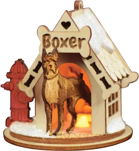 Vista 21 de Basset Hound Dog Tea Light Display Adorno de Navidad de madera para árbol de Navidad