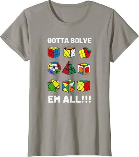 Vista 19 de Competitive Puzzle Cube Gotta Solve Em All Speed Cubing T-Shirt Asphalt Grey