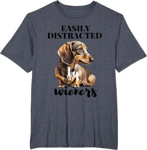 Vista 49 de Easy Distracted By Wieners Dachshund - Camiseta divertida para perro Weiner, Azul