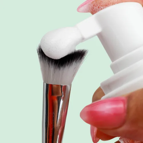 Vista 6 de Cepillo de limpieza para extensiones de pestañas, cepillo de champú, suave, curvado, esponjoso, limpieza (1 paquete, rosa)