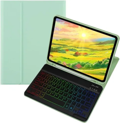 Vista 9 de kaidisen Funda con teclado retroiluminado colorido para Galaxy Tab S6 Lite de 10.4 pulgadas con teclado magnético desmontable Bluetooth RGB