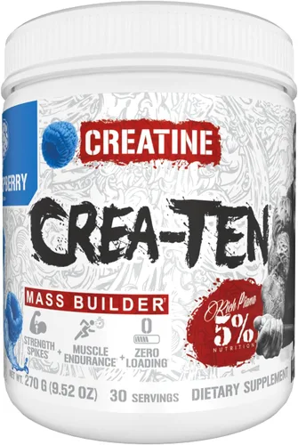 Vista 9 de 5% Nutrition CreaTEN Creatine Complex + Accelerators Creatina en polvo saborizada para ganancia muscular Máxima potencia, fuerza, resistencia