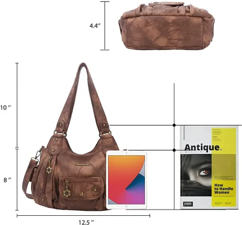 Vista 2 de Angel Barcelo Bolsos de cuero sintético para mujer, bolso de hombro, a la moda, bolsas para niñas