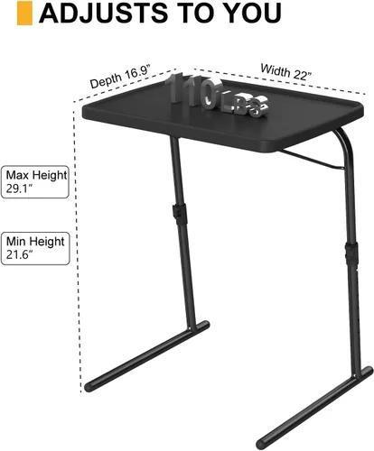 Vista 2 de Mesa de Bandeja para TV, 16.9 x 22 x 29.1 pulgadas XL PRO Mesa de Comedor Plegable con 6 Ajustes de Altura y 3 Ángulos de Inclinación, Escritorio