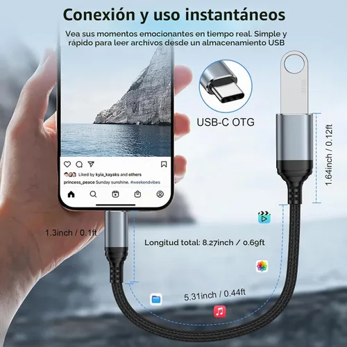 Vista 2 de Adaptador USB C a USB - 5Gbps [paquete de 2] Adaptador USB C 3.0 OTG para Android