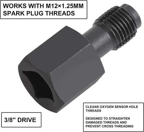 Vista 6 de 5 piezas de zócalo de sensor de oxígeno automotriz, M12×1.25MM y M18×1.5MM Roscas Chaser, llave de sensor O2