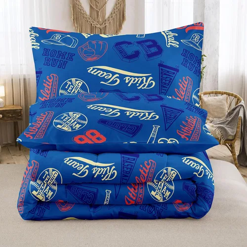Vista 6 de MWMWMW Juego de ropa de cama de béisbol para niños, 2 piezas, juego de edredón de béisbol individual para niños, juegos de edredón deportivo