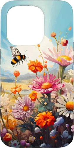Vista 13 de Funda para iPhone 13 Pro Lively Bee en Sunny Meadow of Wildflowers